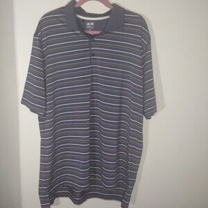 Adidas Golf ClimaCool Men's Short Sleeve Polo Shirt Grey Striped Size 2XL